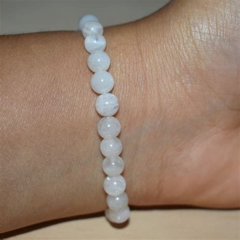 LPBeads 6mm White MoonStone Bracelet with Handmade Rope .